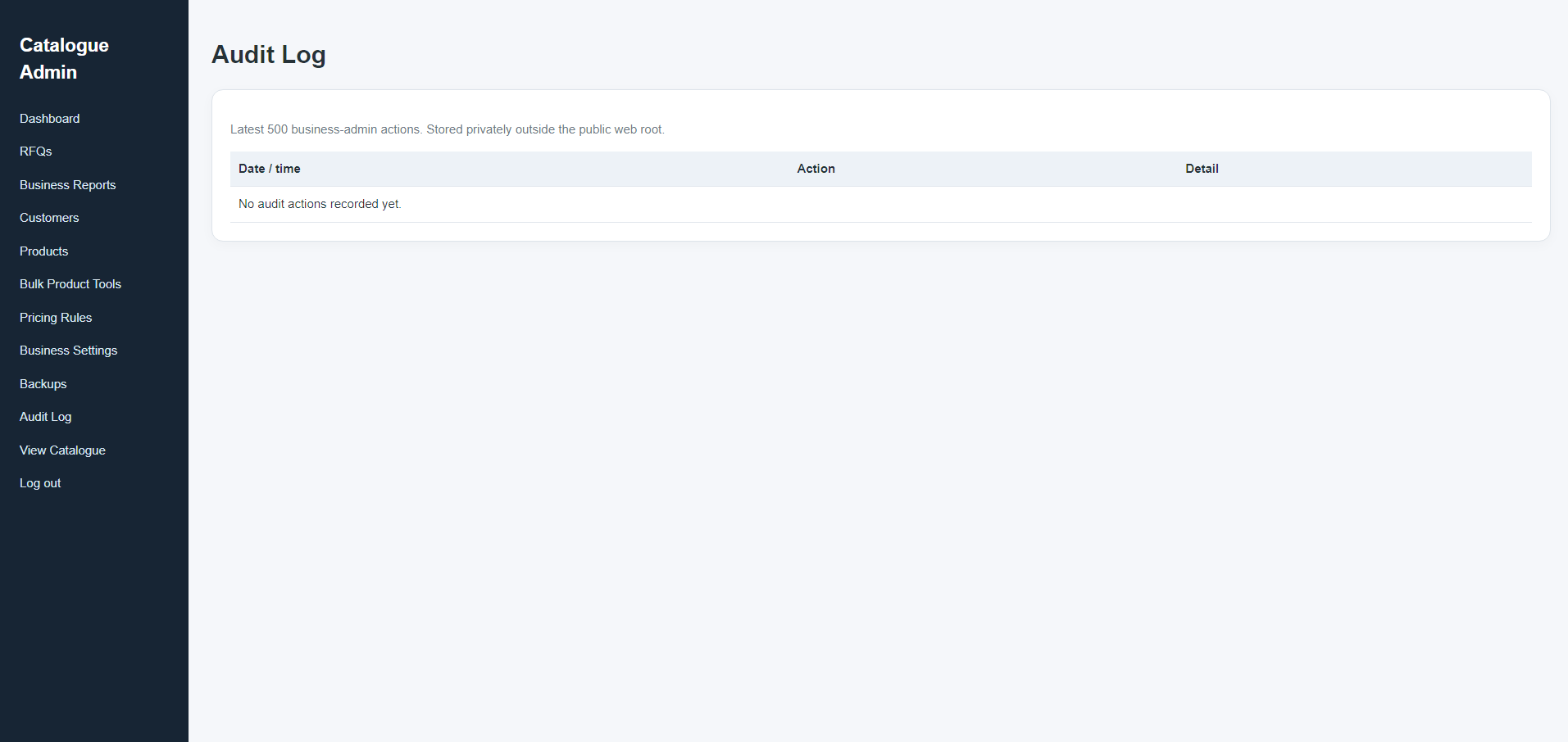 Administrative audit log